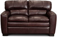 Contemporary Port Burgundy Leather Loveseat - Leland