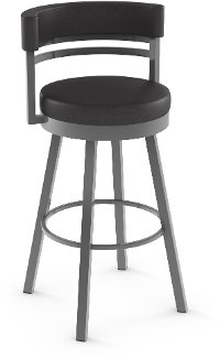 Black 30 Inch Upholstered Swivel Bar Stool - Ronny