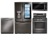 KIT LG 4 Piece Gas Kitchen Appliance Package with French Door Smart Refrigerator - Black Stainless Steel