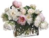 Pink Peony and Rose Mix Faux Arrangement in Glass Vase