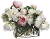 Pink Peony and Rose Mix Faux Arrangement in Glass Vase