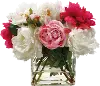 Pink Mixed Faux Peony Arrangement in Glass Vase