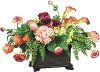 Purple and Salmon Calla Lily, Peony and Rose Arrangement in Planter