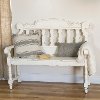 Distressed White Wooden Antique Bench