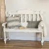 Distressed White Wooden Antique Bench