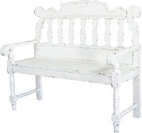 Distressed White Wooden Antique Bench-2