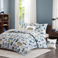 Blue and Green Twin Drive Away 3 Piece Bedding Collection