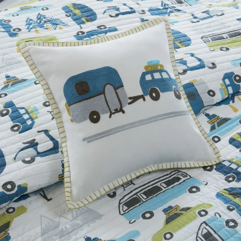Blue and Green Twin Drive Away 3 Piece Bedding Collection-4