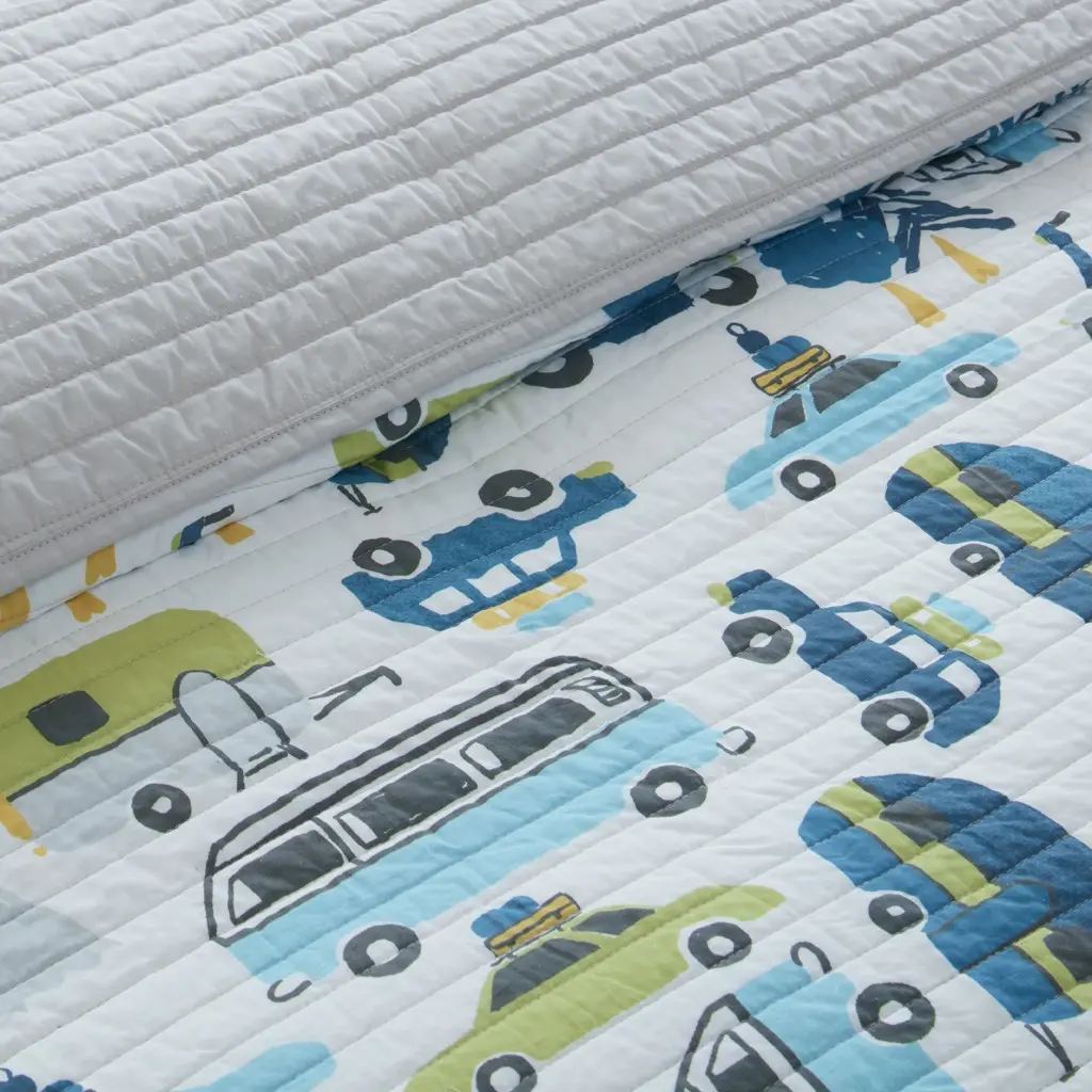 Blue and Green Full-Queen Drive Away 4 Piece Bedding Collection-2