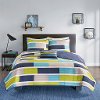 Navy, Gray and Green Twin Bradley 3 Piece Bedding Collection