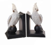 White Cockatiel Bookend Pair