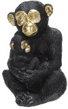 9 Inch Black Polyresin Monkey Figurine Sculpture