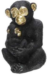 9 Inch Black Polyresin Monkey Figurine Sculpture