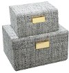 7 Inch Beige and Gold Boucle Wooden Box