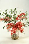 Cream and Red Faux Phael Orchids in Seeded Glass Vase