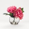 Faux Pink Peony Arrangement in Glass Cube