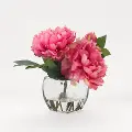 Faux Pink Peony Arrangement in Glass Cube