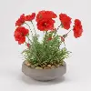 Faux Red Poppies Arrangement in Cement Bowl