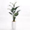 Green Faux Traveler Palm Tree Arrangement in Cement Planter