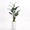 Green Faux Traveler Palm Tree Arrangement in Cement Planter