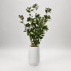 Green Faux Ficus Tree Arrangement in White Planter