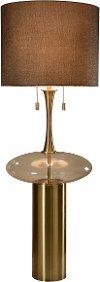 Antique Brass Metal Floor Lamp with Clear Glass - Grant