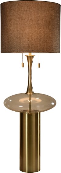 Antique Brass Metal Floor Lamp with Clear Glass - Grant