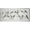 Multi Color Birds on Wire Hand Painted Framed Canvas