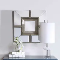Antique Silver Geometric Beveled Wall Mirror