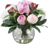 Faux Pink Peony Bouquet Arrangement with Vase