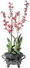 Faux Magenta Orchid Arrangement in Charcoal Gray Urn