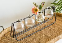 Glass Vases with Metal Rack