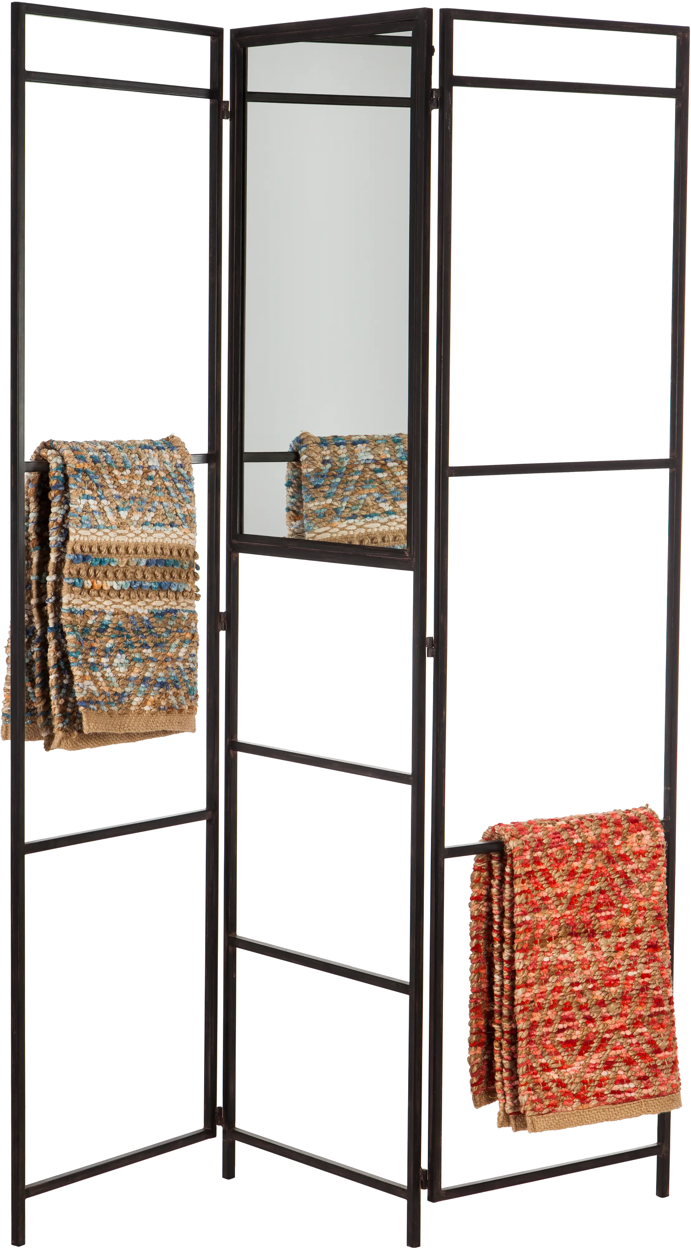 Pewter Gray Folding Screen Display with Mirror-2