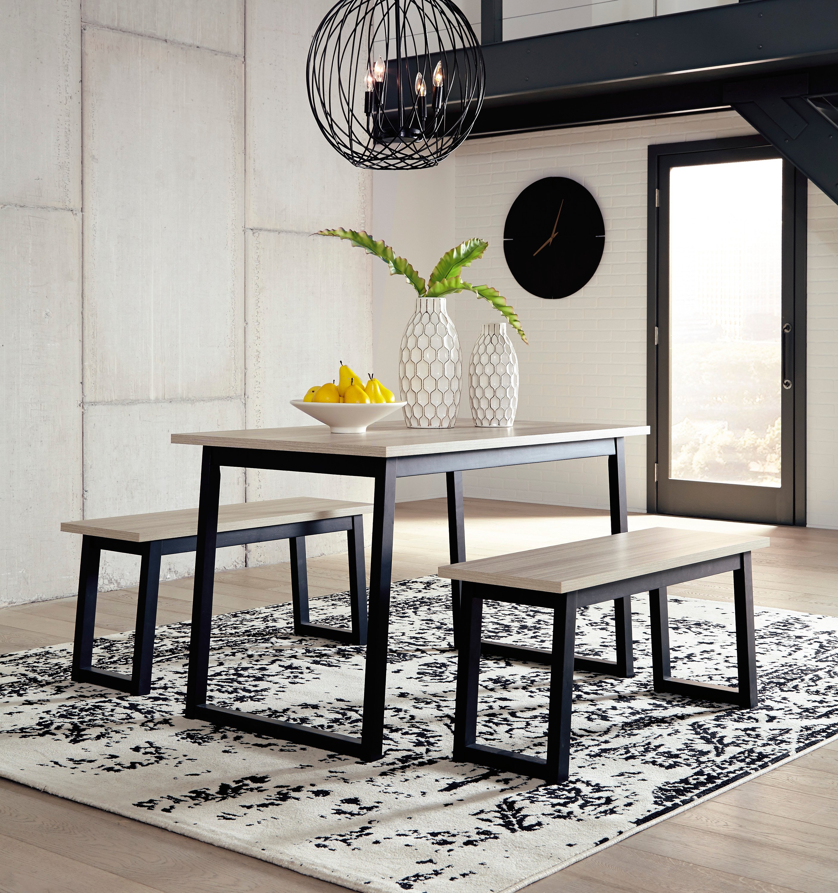 Colwick Contemporary Black and Brown 3 Piece Dining Room Set-1