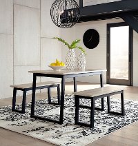 Colwick Contemporary Black and Brown 3 Piece Dining Room Set-1