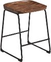 Brown Wood and Metal 24 Inch Backless Counter Height Stool - Adorra