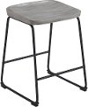 Gray Wood and Metal 24 Inch Backless Counter Height Stool - Adorra