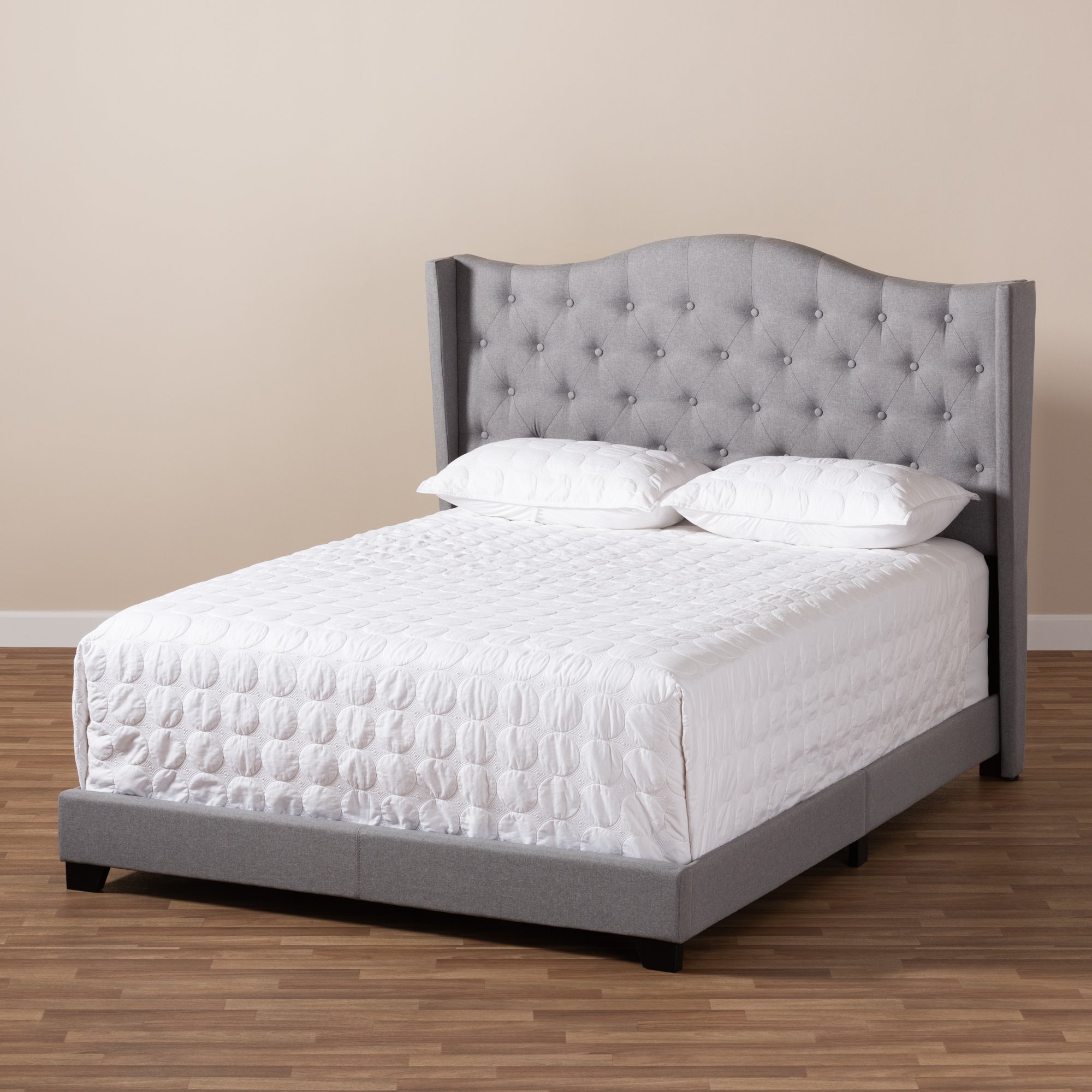 Contemporary Light Gray Upholstered Queen Bed - Natasha-2