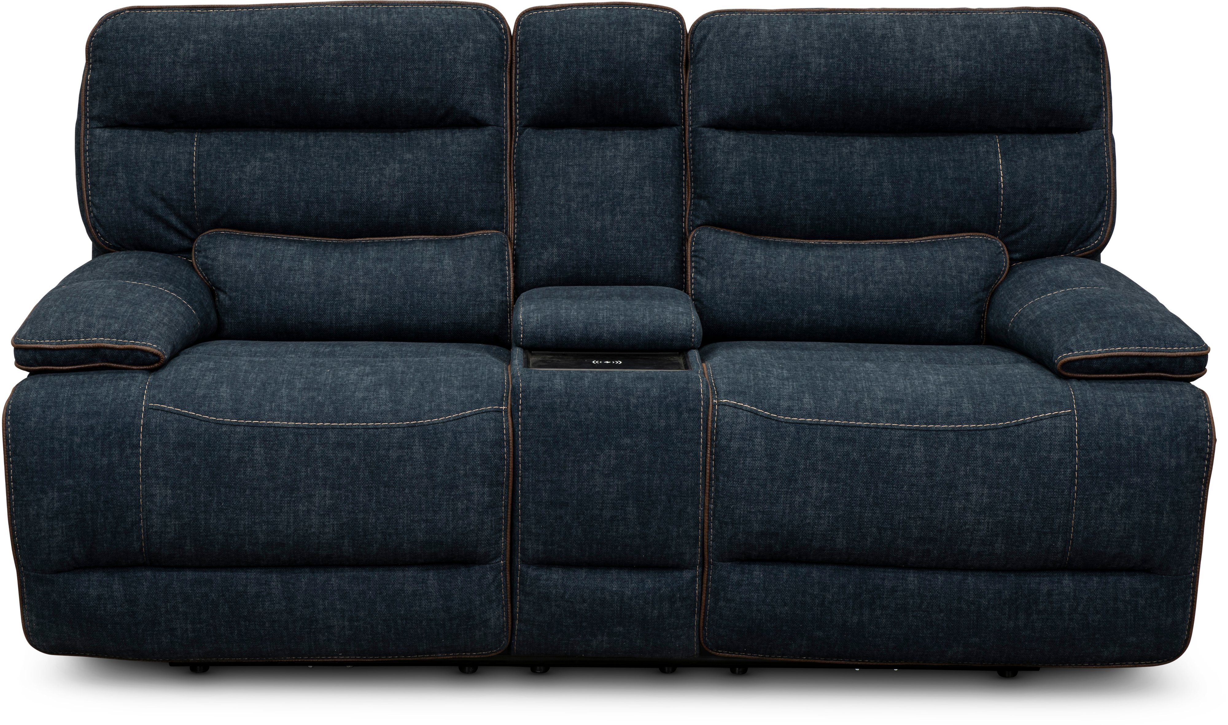 Rock Quarry Indigo Blue Power Reclining Loveseat with Console-1
