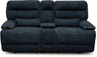 Rock Quarry Indigo Blue Power Reclining Loveseat with Console-1