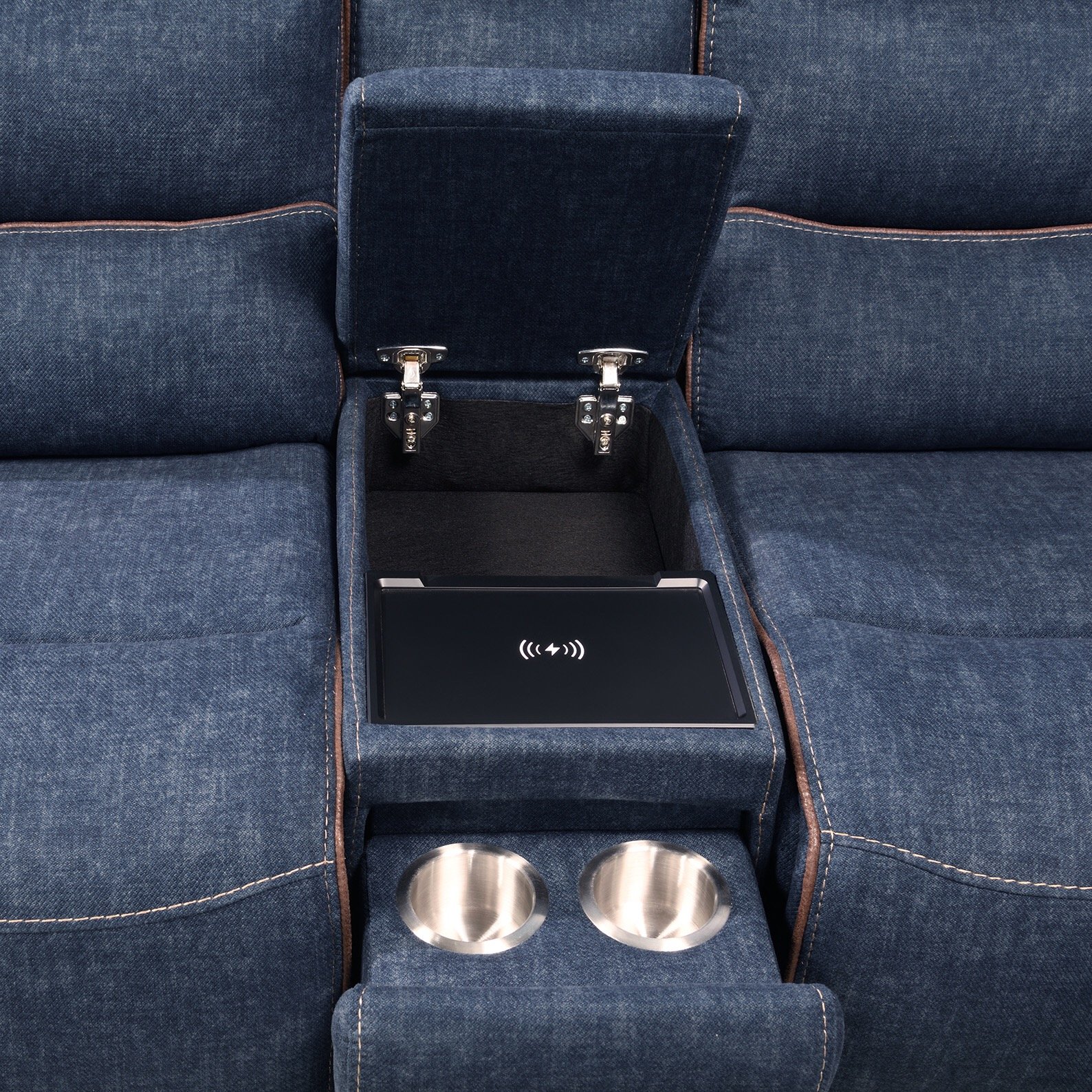 Rock Quarry Indigo Blue Power Reclining Loveseat with Console-5