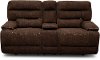 Coffee Brown Power Reclining Loveseat with Console - Rock Quarry