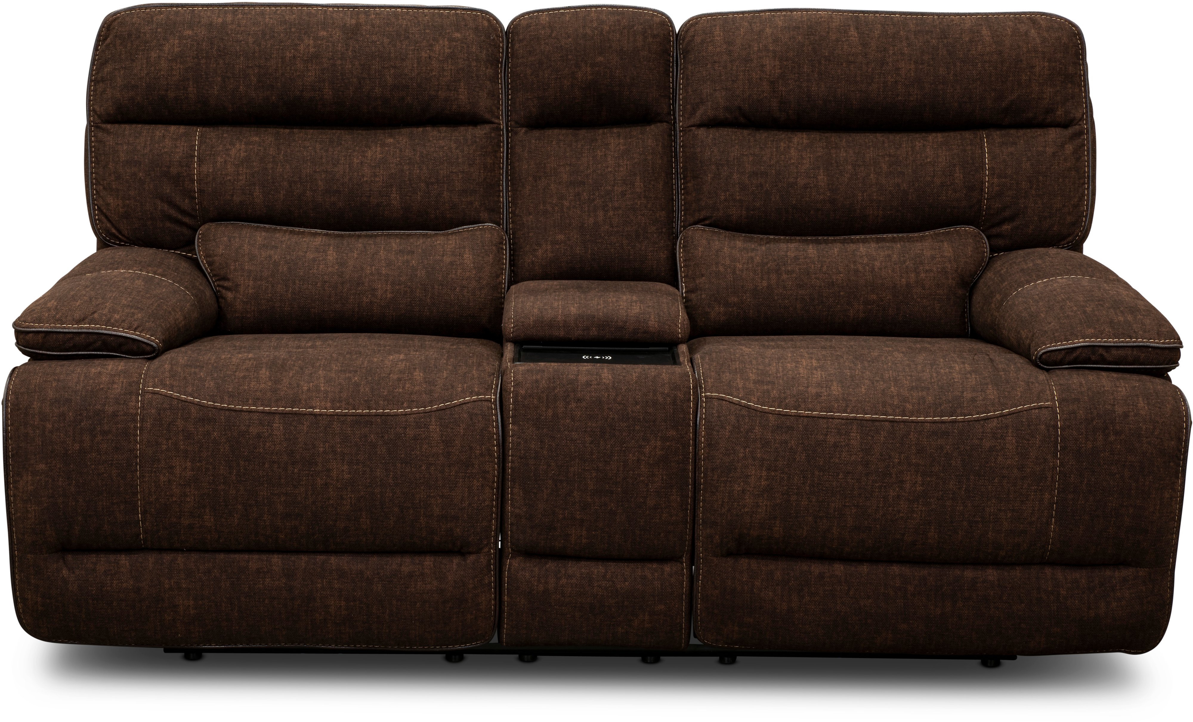 Rock Quarry Coffee Brown Power Reclining Loveseat with Console-1