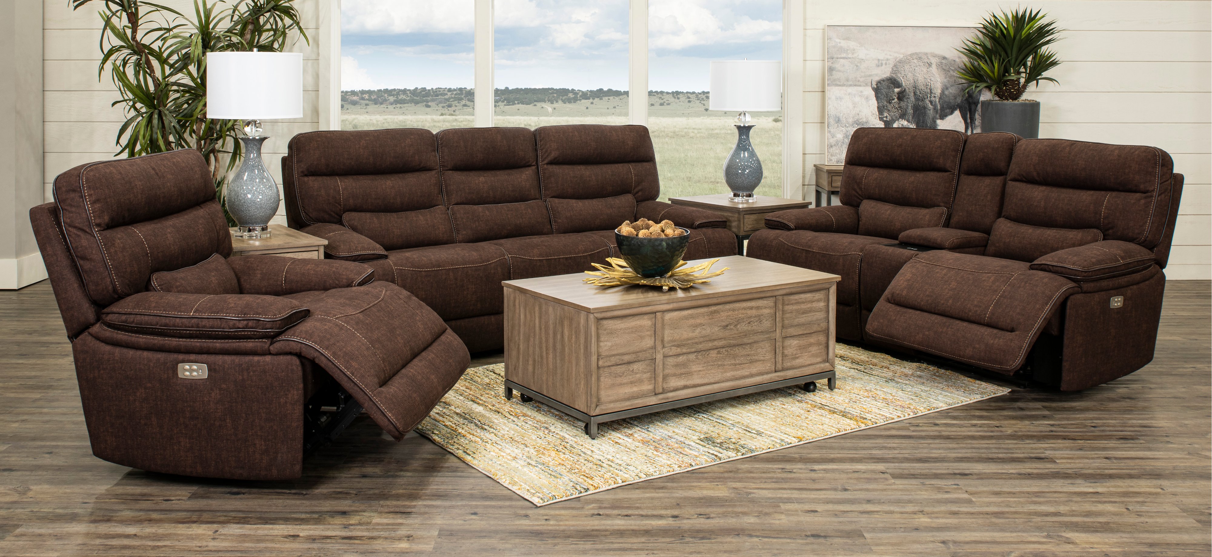 Rock Quarry Coffee Brown Power Reclining Sofa-3