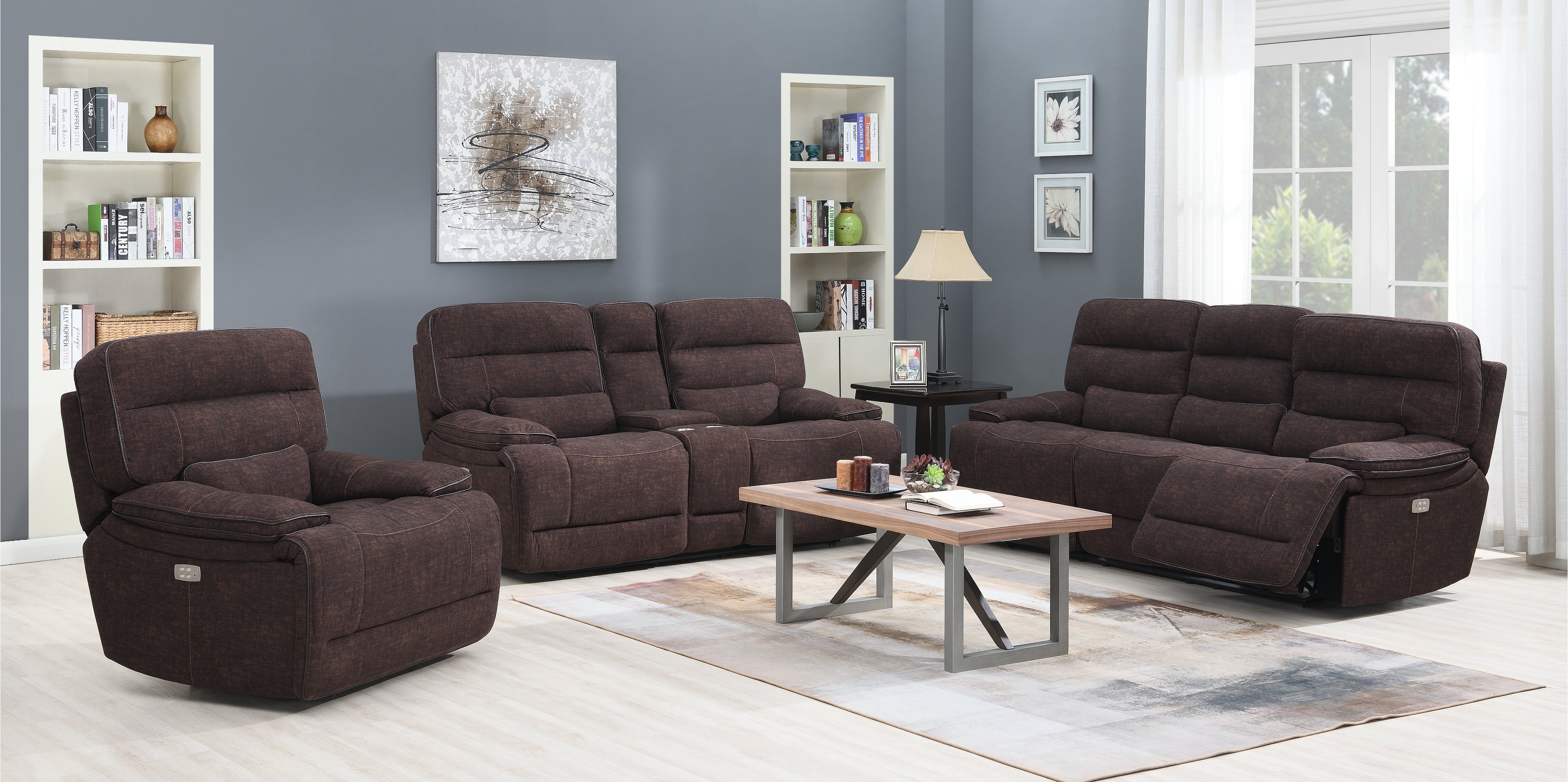 Rock Quarry Coffee Brown Power Reclining Sofa-4