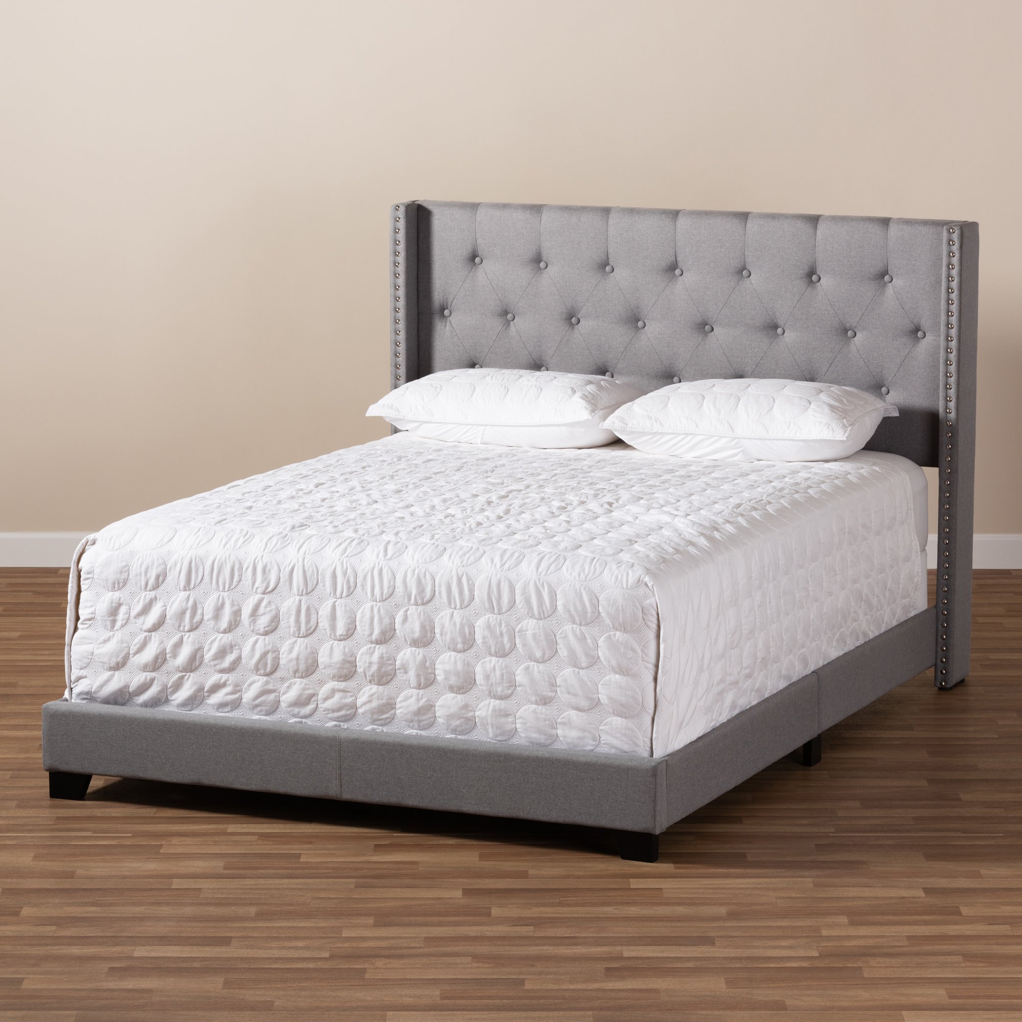 Contemporary Light Gray Upholstered King Bed - Westley-2