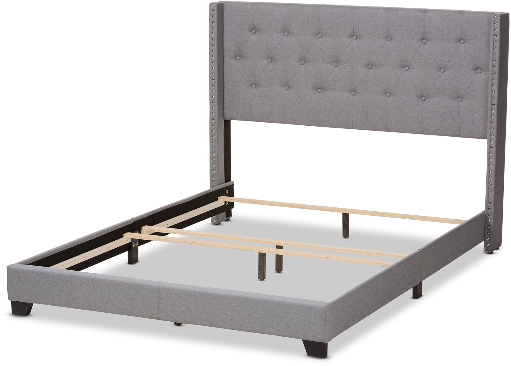 Contemporary Light Gray Upholstered King Bed - Westley-3
