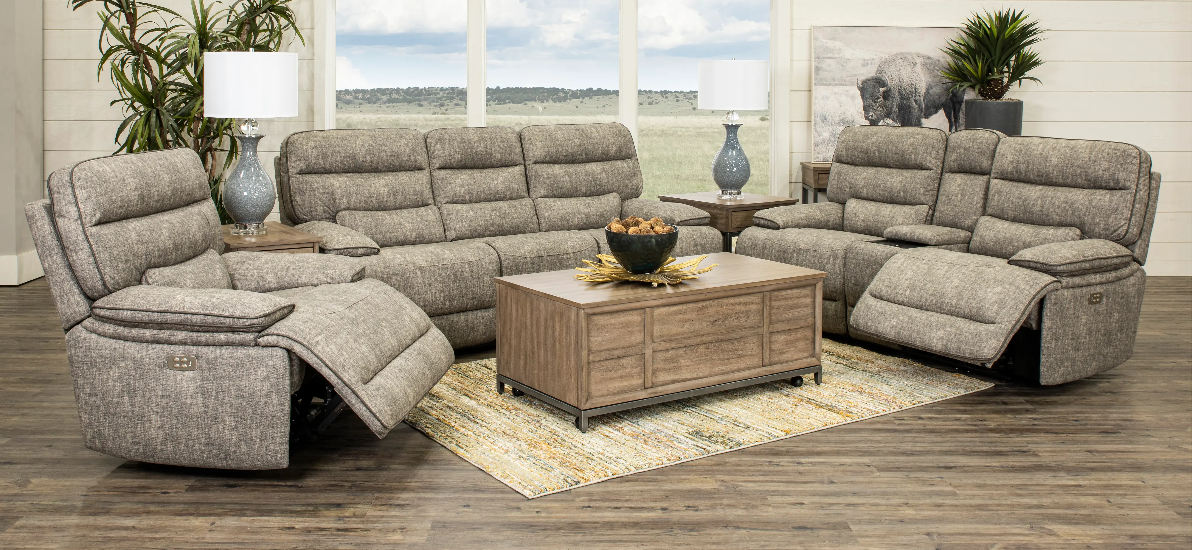 Rock Quarry Granite Gray Power Reclining Sofa-3