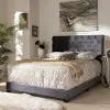 149-8950-RCW Glam Dark Gray Velvet Upholstered Full Bed - Katelin