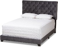 Glam Dark Gray Velvet Upholstered Full Bed - Katelin-3